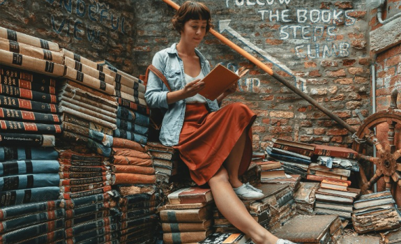 Woman in the library